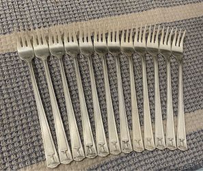 Century Shrimp Seafood Cocktail Forks Holmes & Edwards Silverplate set of 12