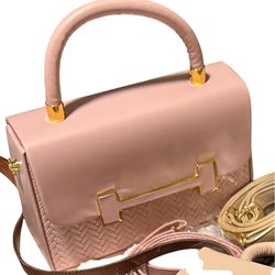 Blush Pink Top Handle Bag Gold Hardware + Strap NEW Chic TikTok Style