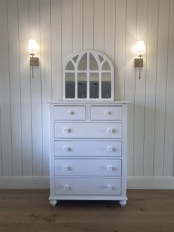 Vintage dresser ($175) & Cathedral Mirror ($50)