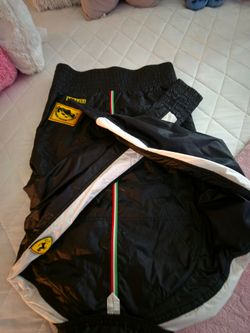 Ferrari Black Track Pants with Italian Stripe