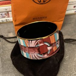Hermes Enamel Gold Bracelet 