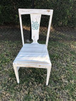Antique Oak White Shabby Chic Chair