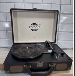 Vintage 3-Speed Bluetooth Portable Suitcase Record Player