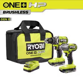 RYOBI ONE+ HP 18V Brushless Cordless 2-Tool Combo Kit with (2) 2.0 Ah Batteries, Charger, and Bag