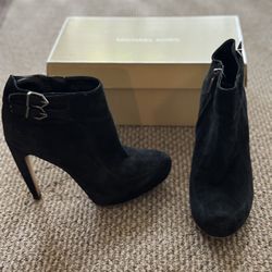 Black Suede Booties, Size 6