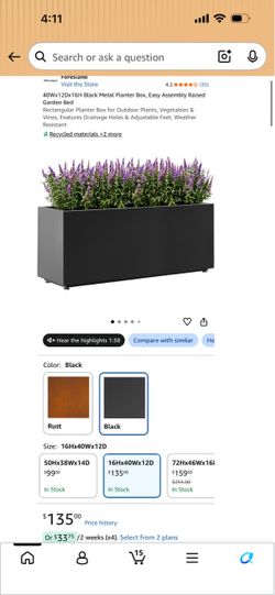Black metal planter box
