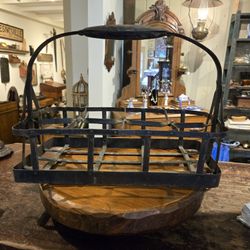 Antique Iron Milk Bottle Carrier 