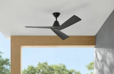 Easton 52 in. Indoor/Outdoor Matte Black with Matte Black Blades Ceiling Fan with Remote NEW