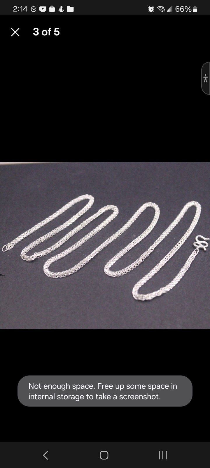   New  999 Fine Silver Chain 2mm Wheat Link Necklace 19.7 inches  