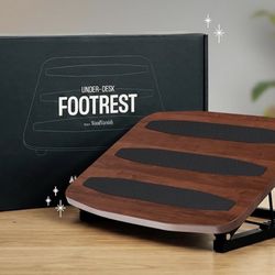 New Adjustable Under Desk Foot Stool - Ergonomic Foot Rest with 7 Angles - Walnut