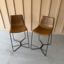 West Elm counter height leather stools