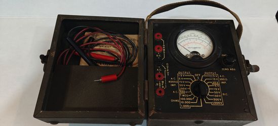 Vintage Military Serial #8 Volt-Ohmmeter with Case and Leads