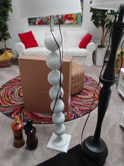 Tall wooden floor lamp