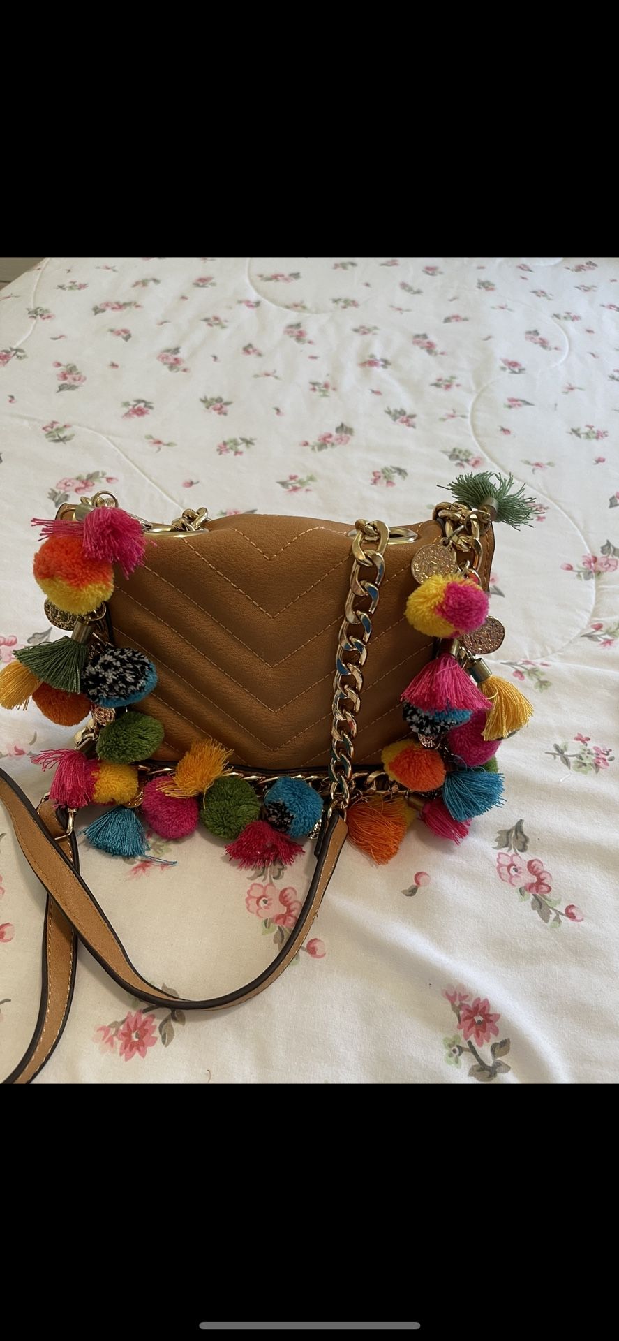 ALDO Handbag Women Fashion Shoulder Cross Body Bag Chain Handle Tassel Mini Purse . Used , Good Conditions And Clean