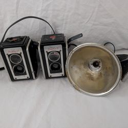Vintage Kodak Duaflex II Cameras (2) with Kodet Lens with a Flasholder Accessory 

