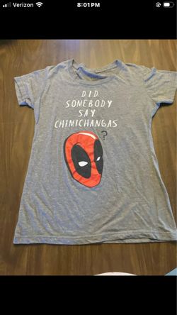 Deadpool 'Did Somebody Say Chimichangas' Gray T-Shirt