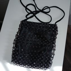 Black beaded evening bag