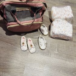 50 size 1 diapers in very good condition new unicorn shoes size 6-12 months diaper backpack
