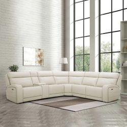 6-piece Leather Power Reclining Sectional