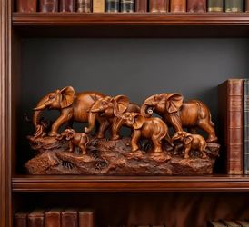 Elephant Family Statue Decor
