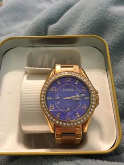 Fossil watch! Gold with purple accent