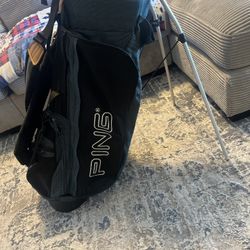 Vintage Ping Hoofer 2 Stand Carry Golf Bag Duel Strap Dark Green 4 Holes