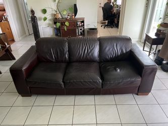 Italian Leather Sofa & Chair Matching Set