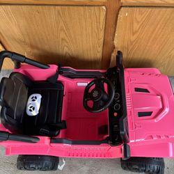 Girls Pink Toy Car With Parent Remote And Bluetooth