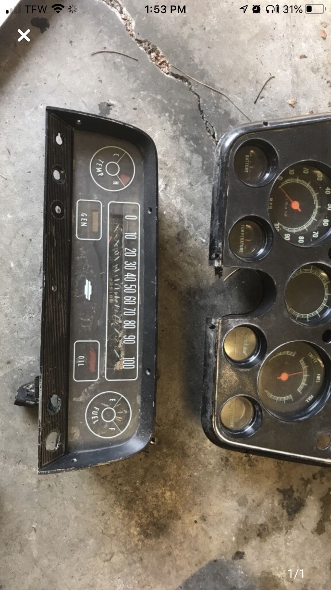 60s and 70s Chevy instrument clusters