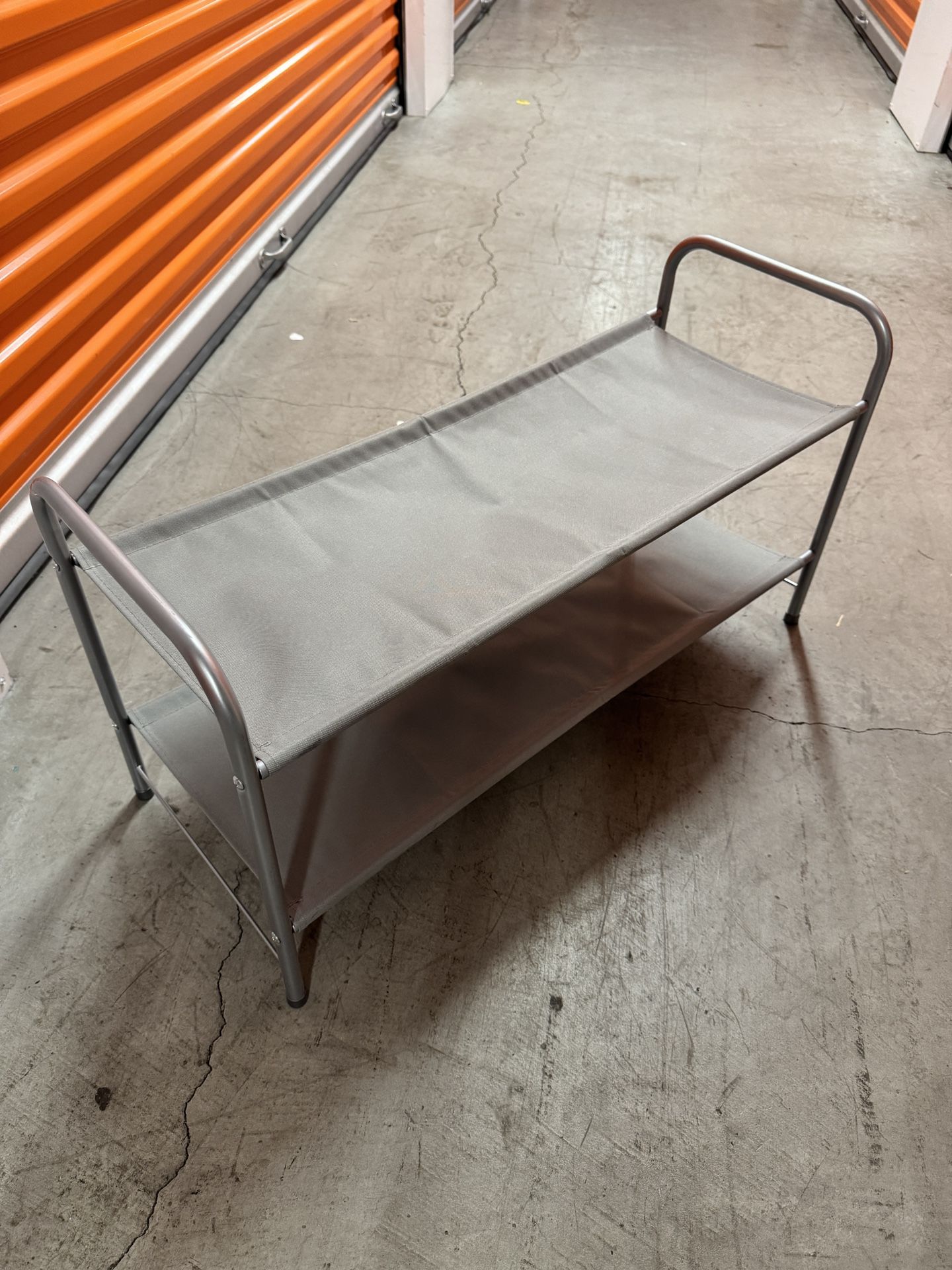 Two tier shoe rack or shelf in gray