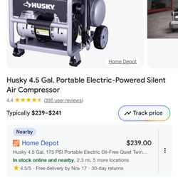 Semi Used Husky 4.5 Gallon Air Compressor 