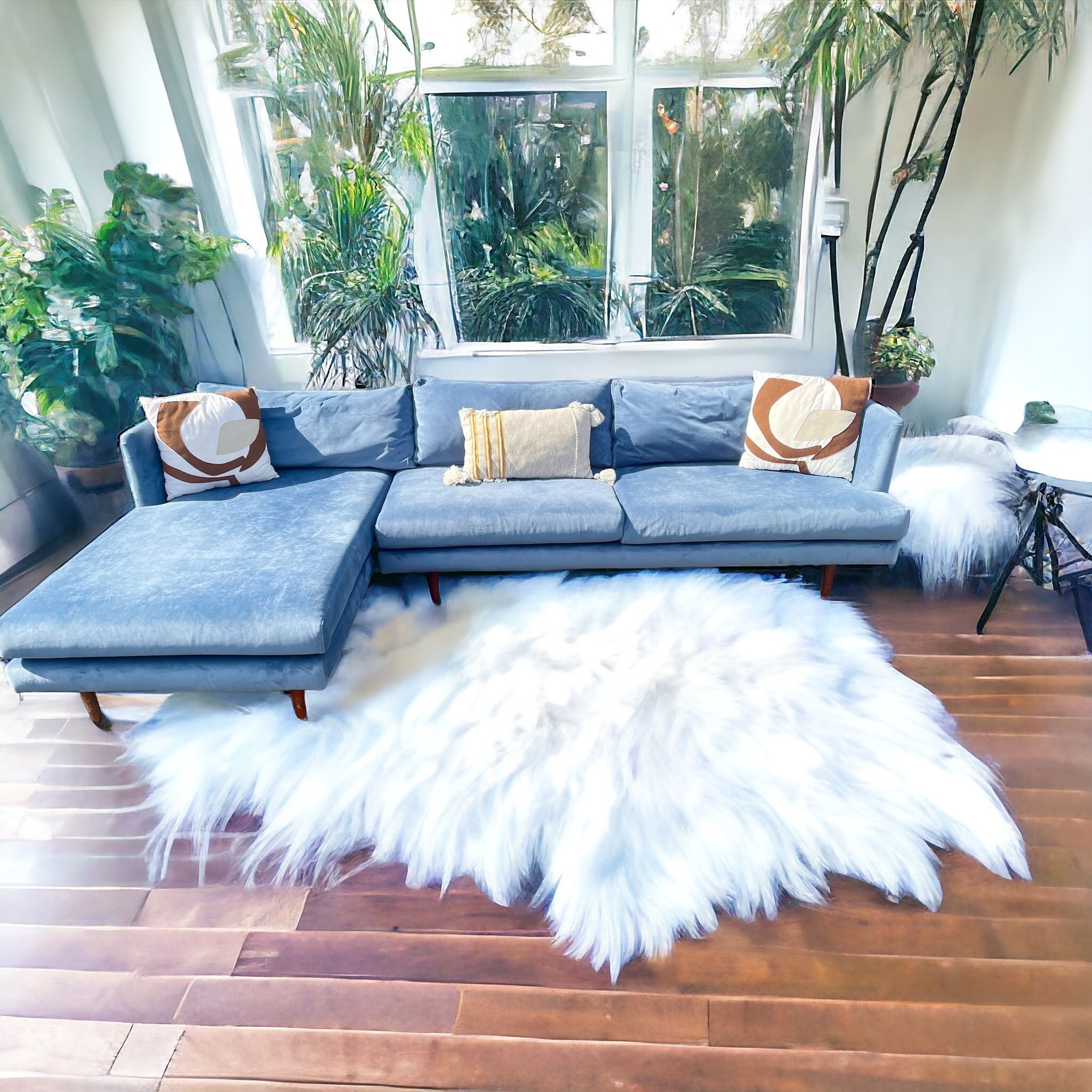 All Modern Stax Dust Blue sectional couch