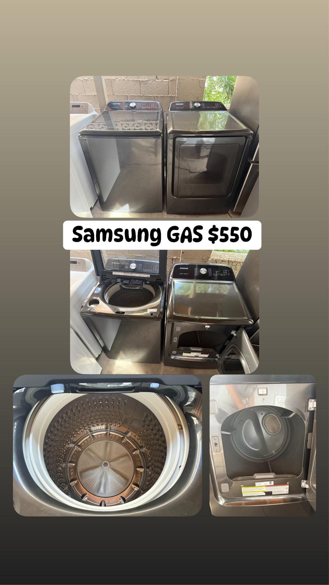 Samsung washer and GAS dryer 5.2&7.4 CUFT 