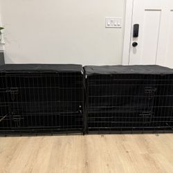 (TWO) 36” Two Door  Dog Crate, For Pets 50-70 Ibs + Crate covers - $50 EACH