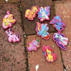 My Little Pony Suction Cup Toy 9 Pieces  Hasbro Ponies Cups Red Backs MultiColor