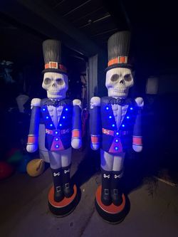 6 Ft Lighted Painted Skeleton Nutcracker Halloween Blow Mold by Way To Celebrate