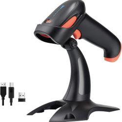 New Barcode Scanner Wireless 1D 2D QR with Stand