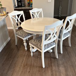 Oyster White Round and/or Oval Shaped Kitchen Table with 4 Chairs 