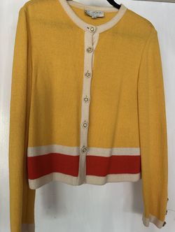 St. John Yellow and Red Cardigan Sweater