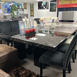 Black/ White Top Marble Square Bar Table W/4 Microfiber FREE Bar Stools (brand New & In Box) 