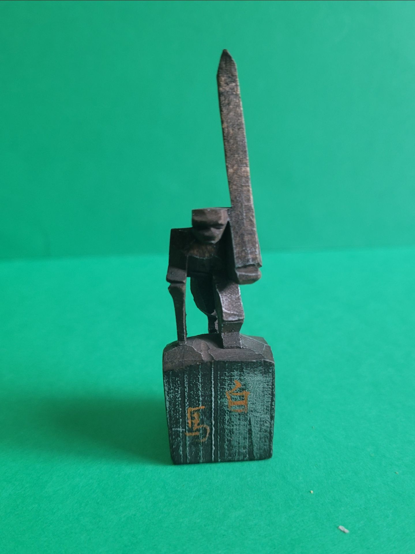 Vintage Hand Carved Wooden Rustic Asian Miniature Figure Man Climbing Mountain 3".