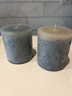 2 Flint Blue Candles  (4 x 4.5 inches)