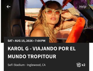 Karol G Tickets (2)  8/15 Section 121 Row 8