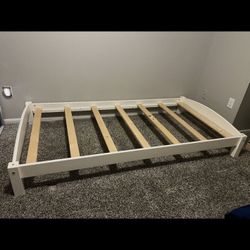 (2) Twin Platform Beds- White Wood 