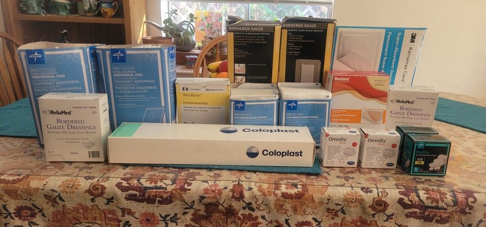 Lots of medical dressings and Gauze and other supplies not shown