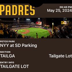 Padres vs Yankees 5/25 Tailgate Parking