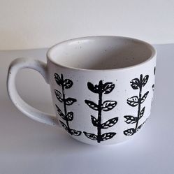 The Old Pottery Company Speckled White Black Botanical Leaf Coffee Mug Just Mugs