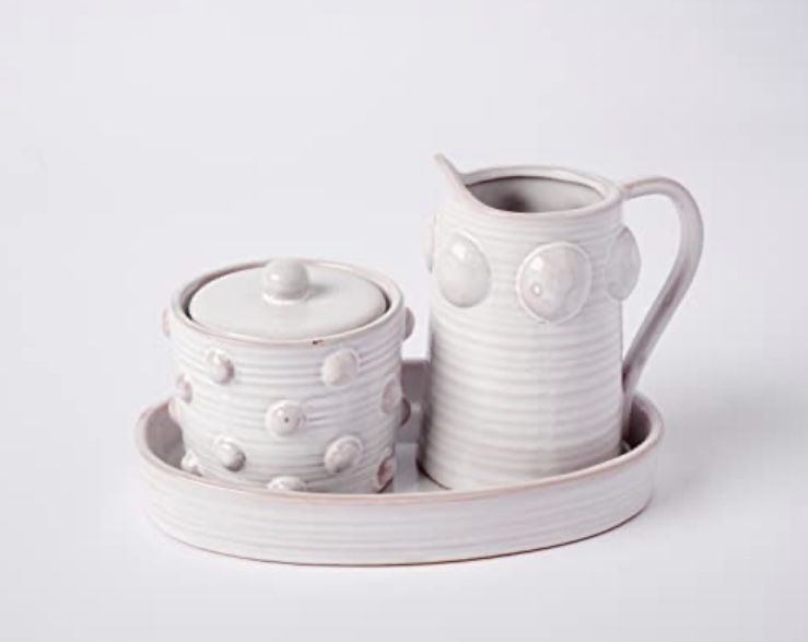 Mud Pie Beaded Cream And Sugar Set