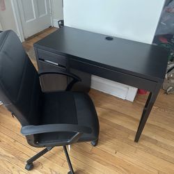 Black Desk & Office Chair Set – Great Condition!