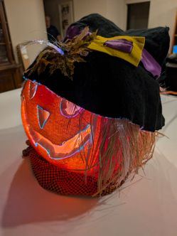 Trendmasters Halloween Fiber Optic Pumpkin Jack O Lantern 14" Color Change As Is